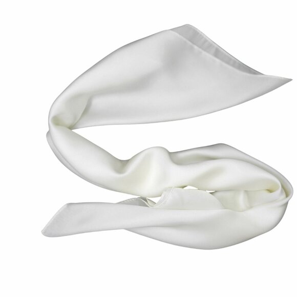 ⭐Elegant Luxury Bandana Square Silky Scarf WHITE Solid Wrap Versatile Soft Shawl - Picture 4 of 7